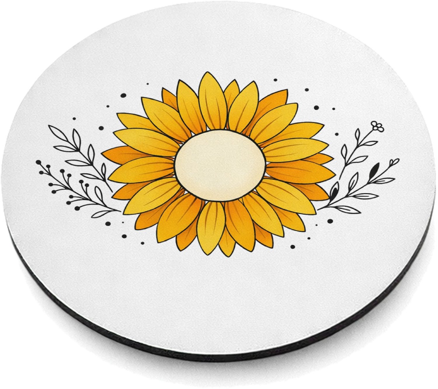 Mr Cadeautjes MDF magnetische fotolijst rond Ø 9,5 - design Een rustige, luxe complimentprint met een centraal symbool e | cadeau Wit
