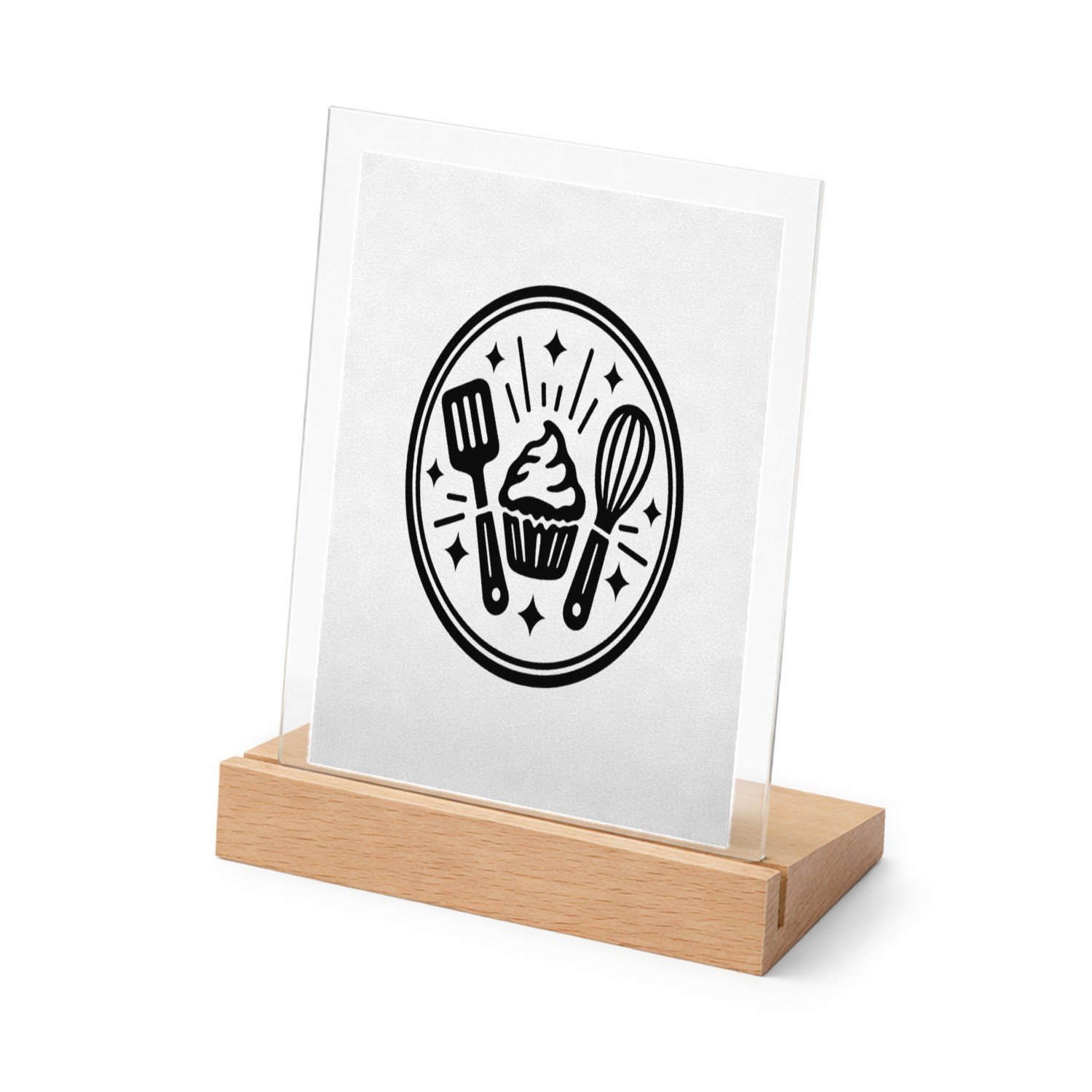 Mr Cadeautjes Glasframe met vaste tekst - design Een krachtig keukenembleem met een persoonlijke rolnaam en e | cadeau Wit