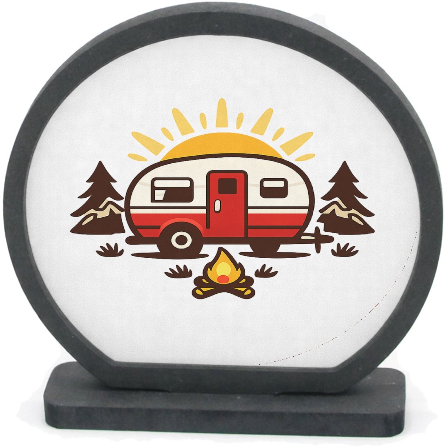 Mr Cadeautjes Houten fotolijst rond met MDF inleg - design Een compacte outdoor-humor print met een andere vrijetijdssc | cadeau Wit