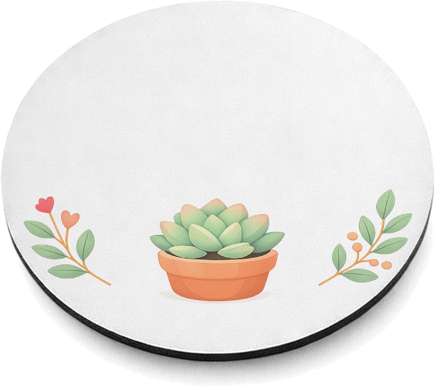Mr Cadeautjes MDF magnetische fotolijst rond Ø 9,5 - design Een compacte positieve quote rond een rustige botanische com | cadeau Wit