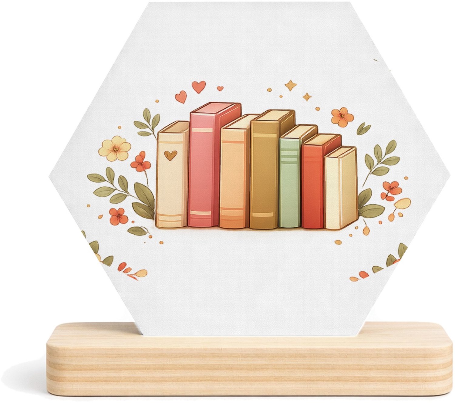 Mr Cadeautjes MDF fotolijst/inleg hexagon 14 x 13 - design Een compacte, decoratieve collage rond een centraal hobby-on | cadeau Wit