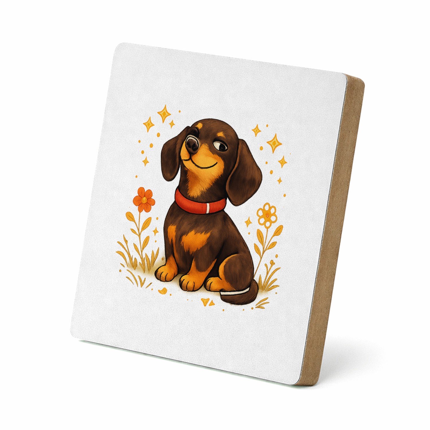 Mr Cadeautjes MDF staande fotolijst 15,2 x 15,2 - design Een karaktervolle huisdierillustratie met een trotse, eigenw | cadeau Wit
