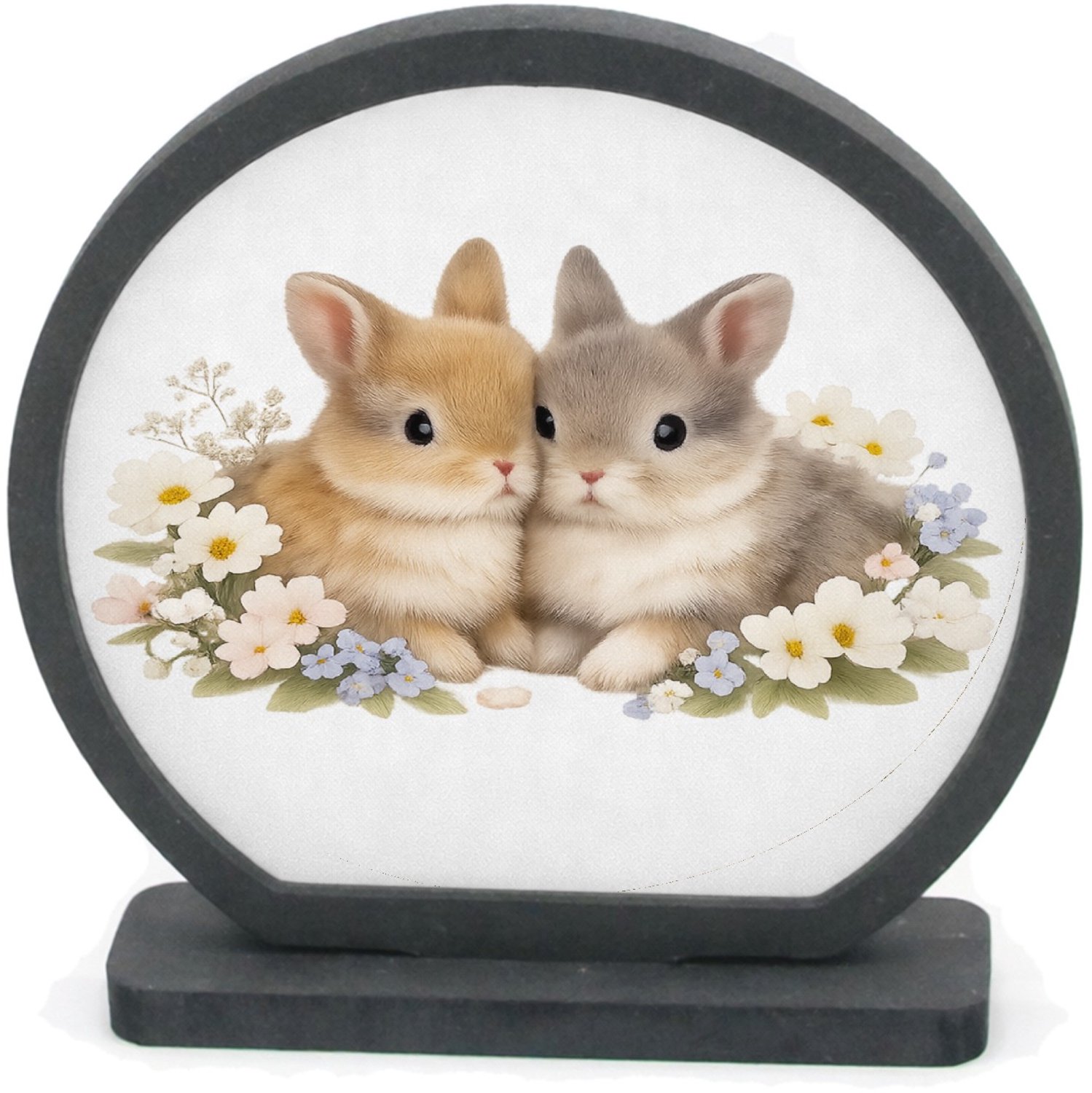 Mr Cadeautjes Houten fotolijst rond met MDF inleg - design Een lieve, speelse productprint met een sterk centraal focus | cadeau Wit