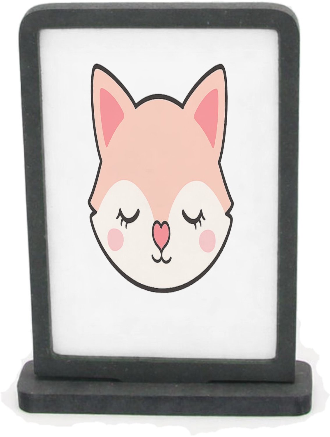 Mr Cadeautjes Houten fotolijst rechthoek met MDF inleg - design Een slapende vos met een hartvormige neus en gesloten oogjes | cadeau Wit
