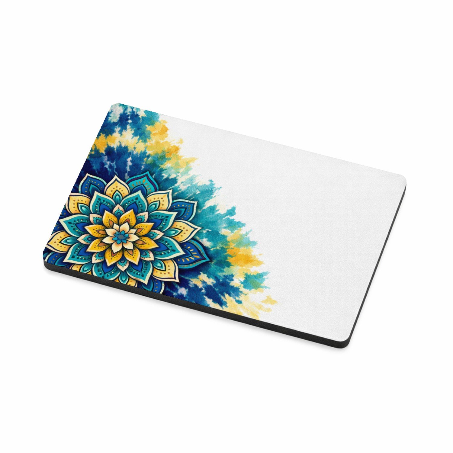 Mr Cadeautjes MDF magnetische fotolijst 7,5 x 5 - design Een grote, centrale zonnebloemmandala op een zachte aquarelw | cadeau Wit