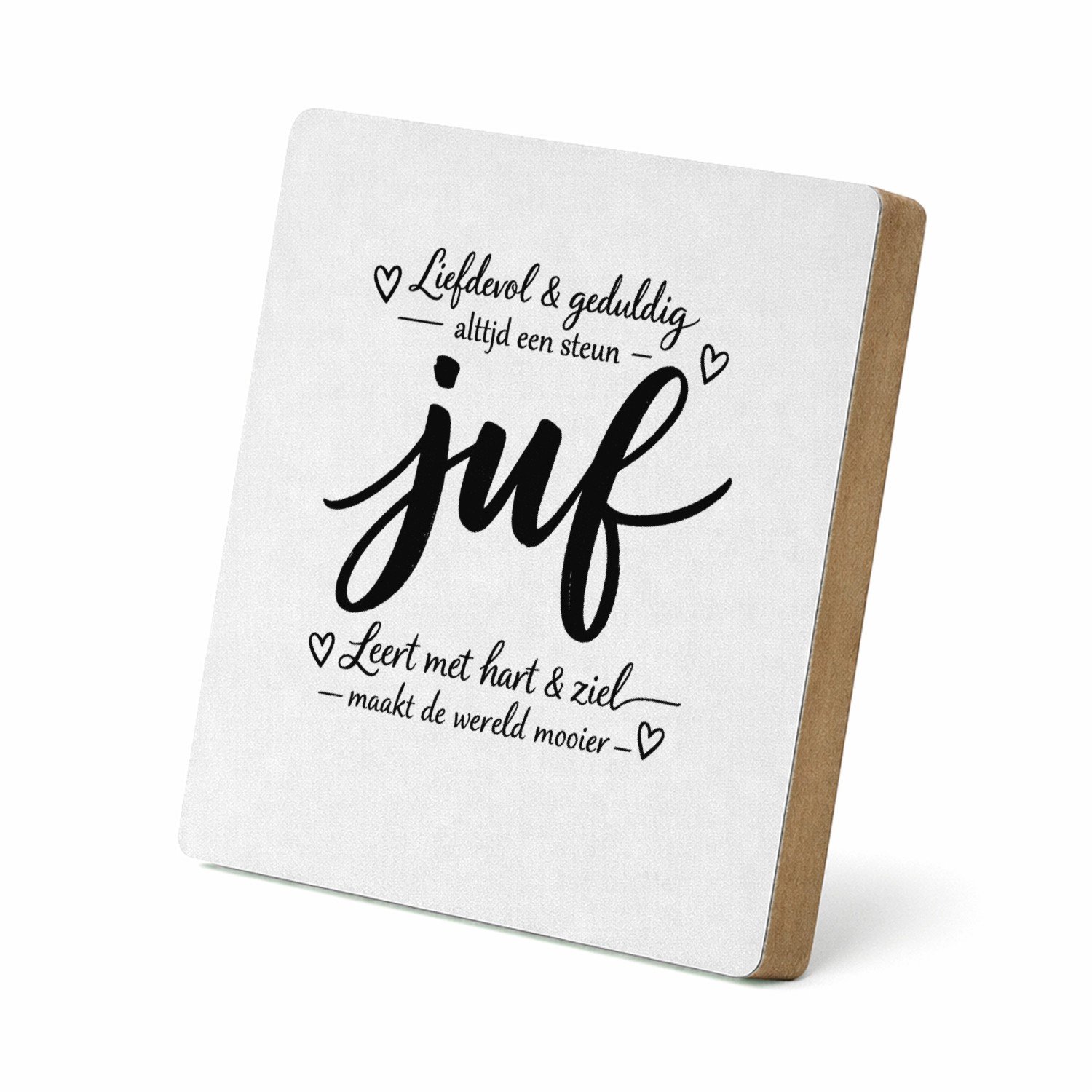 Mr Cadeautjes MDF staande fotolijst 15,2 x 15,2 - design Een minimalistische tekstprint met een groot kernwoord, aang | cadeau Wit