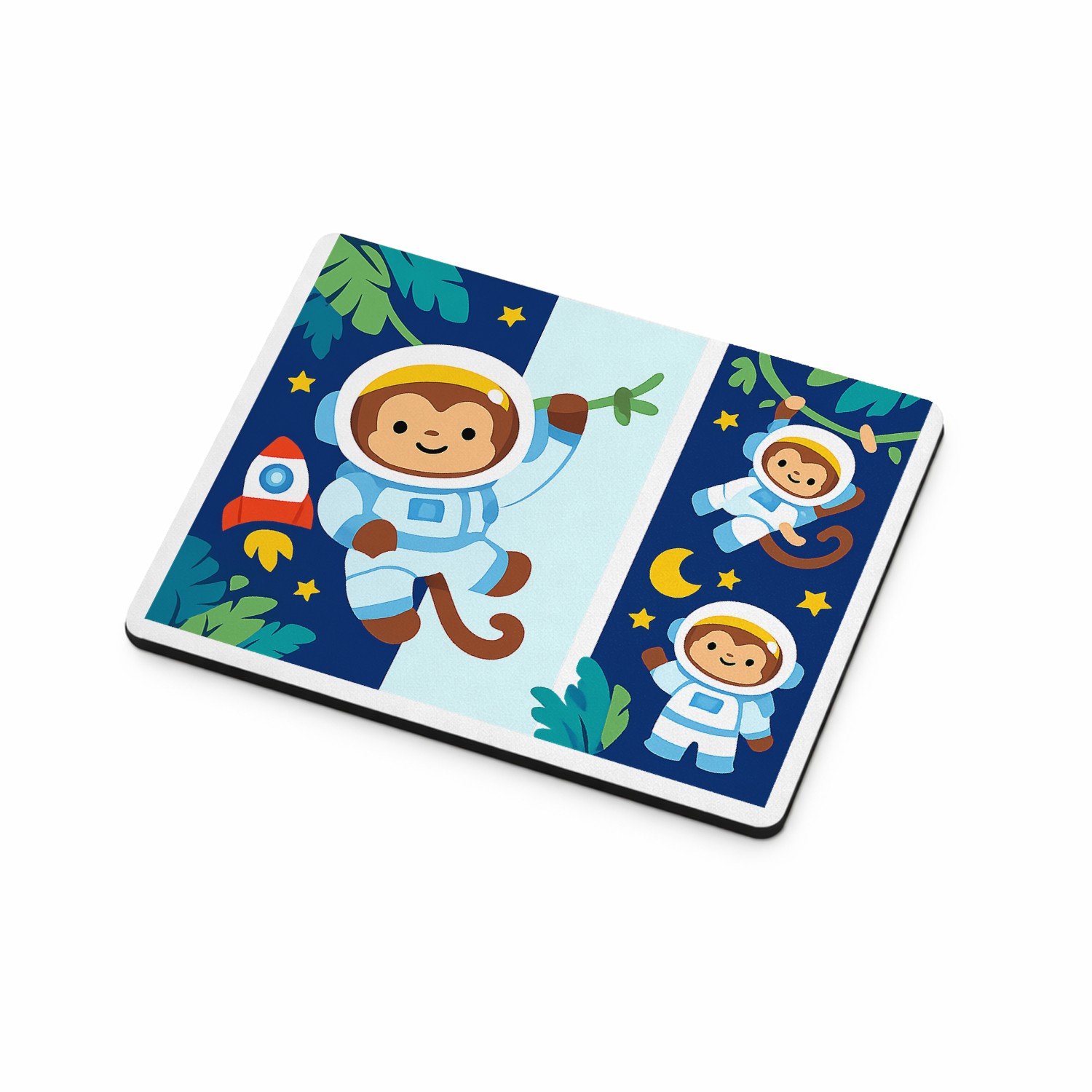 Mr Cadeautjes MDF magnetische fotolijst 9 x 7 - design Dromerige jungle met hangende aapjes en tropische bladeren | cadeau Wit