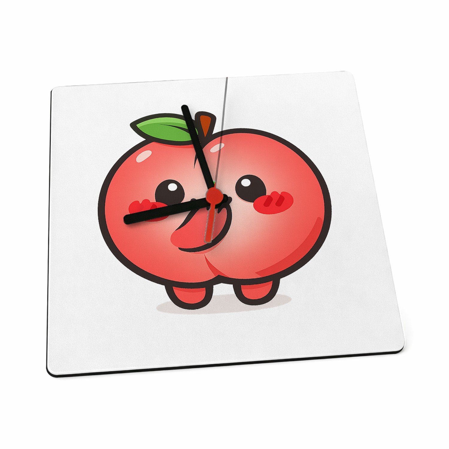 Mr Cadeautjes Klok 19 x 19 - design Een schattige maar een tikje brutale fruitfiguur met een ver | cadeau Wit