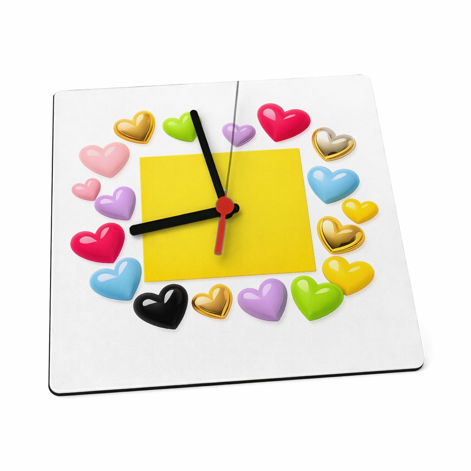 Mr Cadeautjes Klok 19 x 19 - design Een speelse centrale kleurkaart met rondom vrolijke glanzend | cadeau Wit