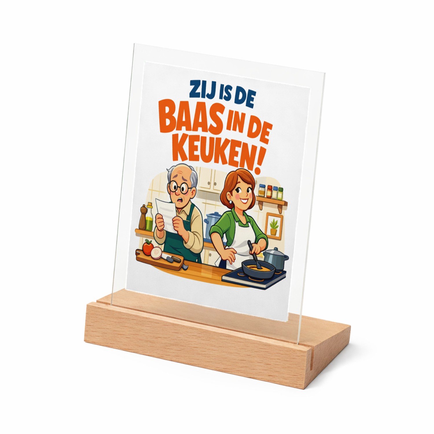 Mr Cadeautjes Glasframe met vaste tekst - design Een speelse partnerschap-grap met een alledaagse rolomkering | cadeau Wit
