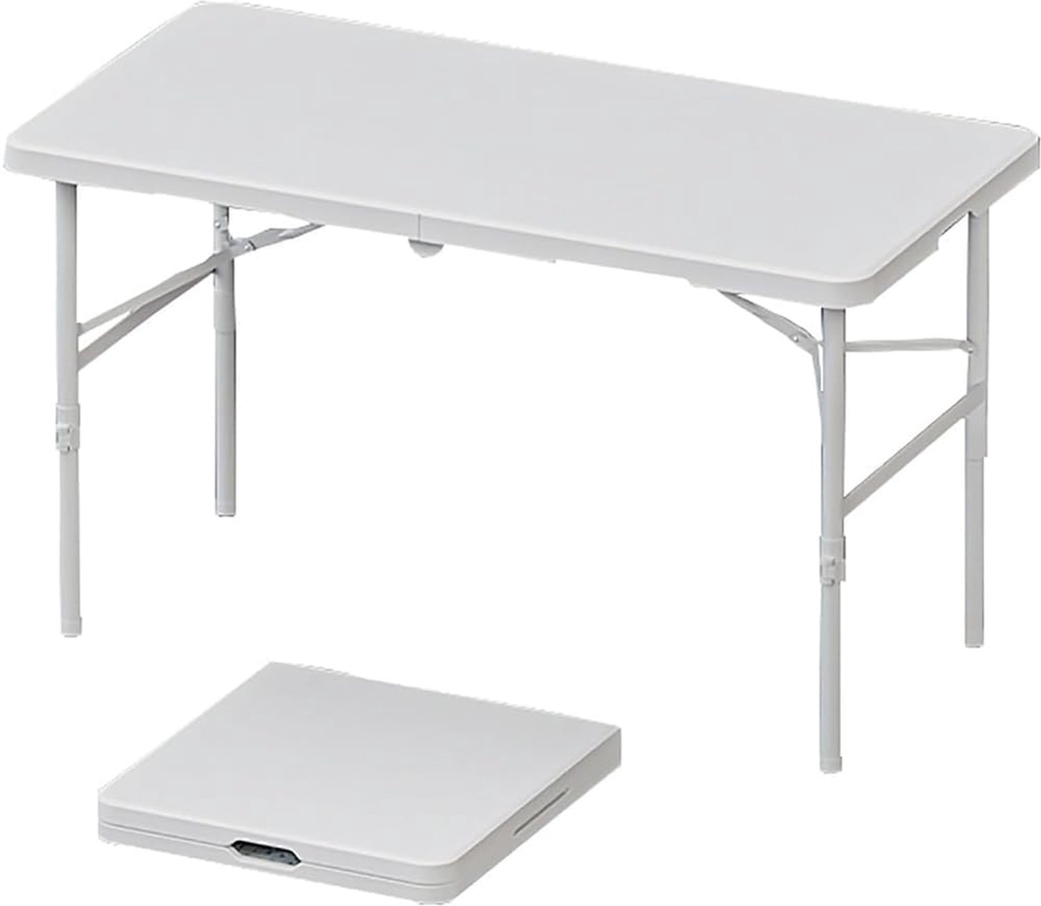 Triumpunpre Opvouwbare Tafel / Eettafel & Bureau - In Hoogte Verstelbaar (50-74 cm) met Draaggreep - 122 x 60 cm HDPE Blad & Metalen Frame - Wit - Voor Thuis, Kantoor, Buiten & Feest
