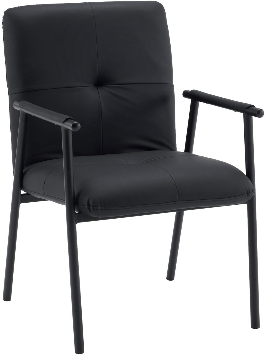 hjh LIVING Bezoekersstoel / Eetkamerstoel Lifea Flex, inklapbare rugleuning, PU zwart, hjh LIVING