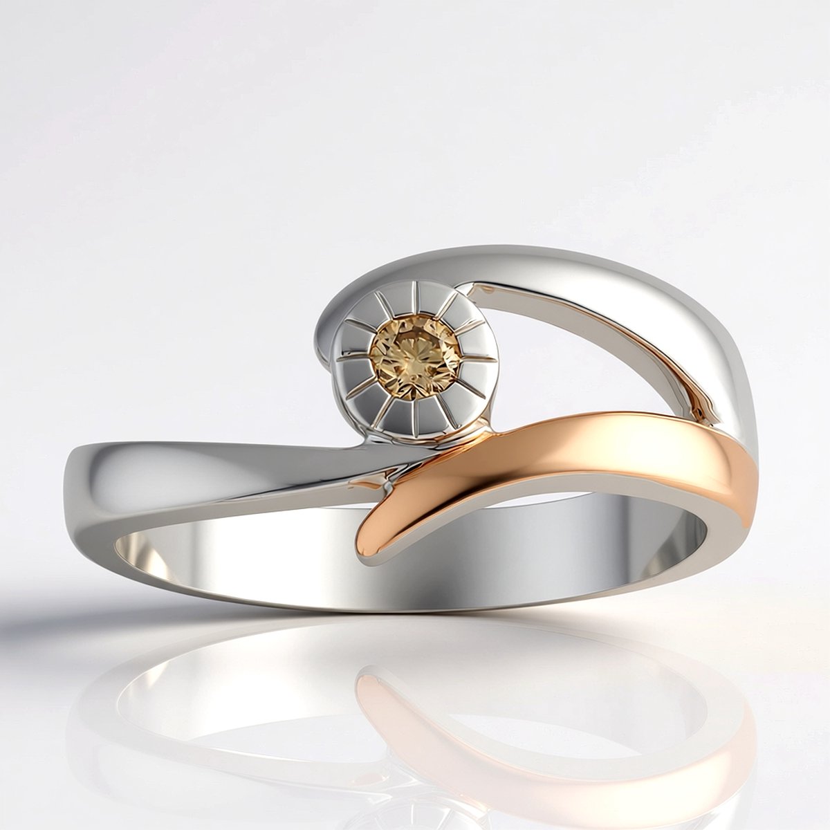 Cavill - I1 Argyle Rose Diamant 0,062 ct - Ronde Briljant Ring - 925 Sterling Zilver Gerhodineerd - Moderne Zilveren Ring - Dagelijkse Sieraden