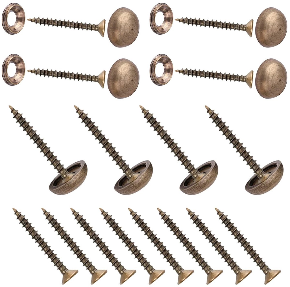Decoratieve Messing Spiegelschroeven - 8 Stuks met Koepel en Ringen (15mm) voor Muurdecoratie en Interieurontwerp