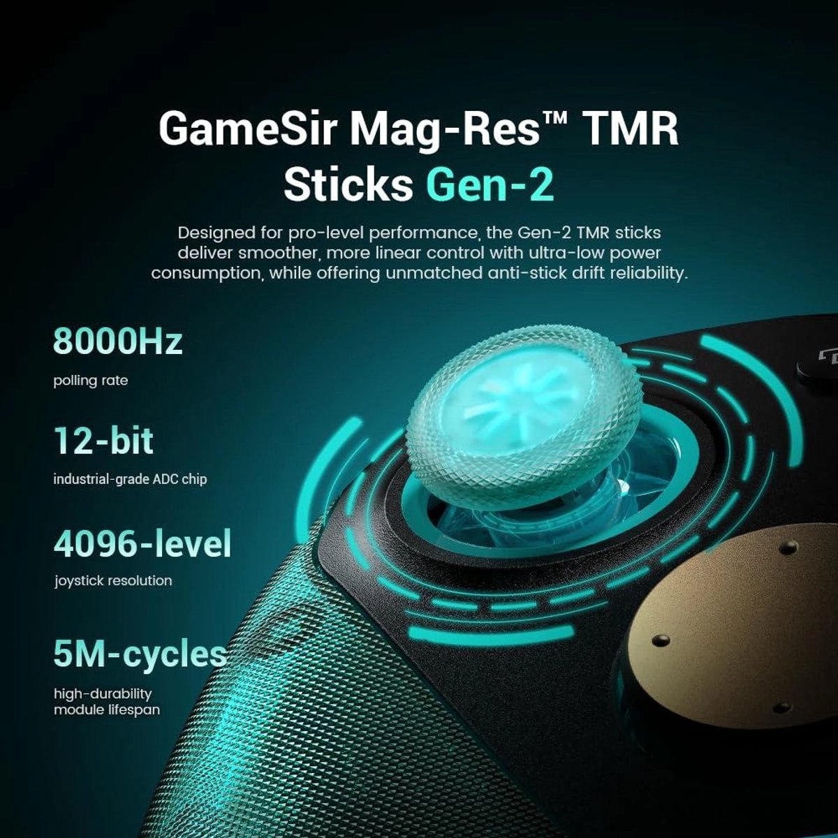 GameSir G7 Pro Aimlabs Edition Wireless Controller - TMR-sticks - Hall Effect - Xbox, PC & Android - Cyaan thumbnail 3