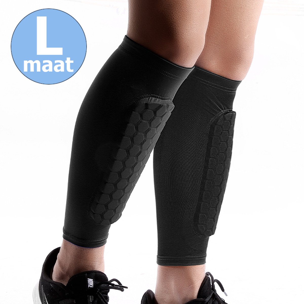 CUBEXCOM® Scheenbeschermers Voetbal, Ingebouwde Scheenbeschermers, Comfortabel En Schokbestendig, Scheenbeschermers Voetbal Kind, Shin Pads Voetbal, Shin Guards, Antislip, Kind En Volwassene, Geschikt Voor Training En Wedstrijd, Maat L