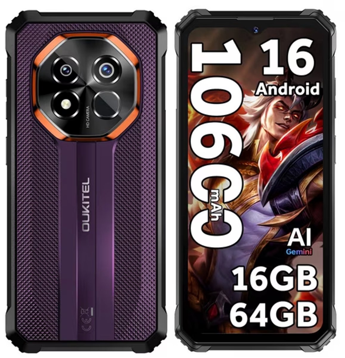 OUKITEL G7 Outdoor Smartphone Gemini AI -16GB RAM-64GB ROM-10600mAh batterij-64MP camera-Android16-4G