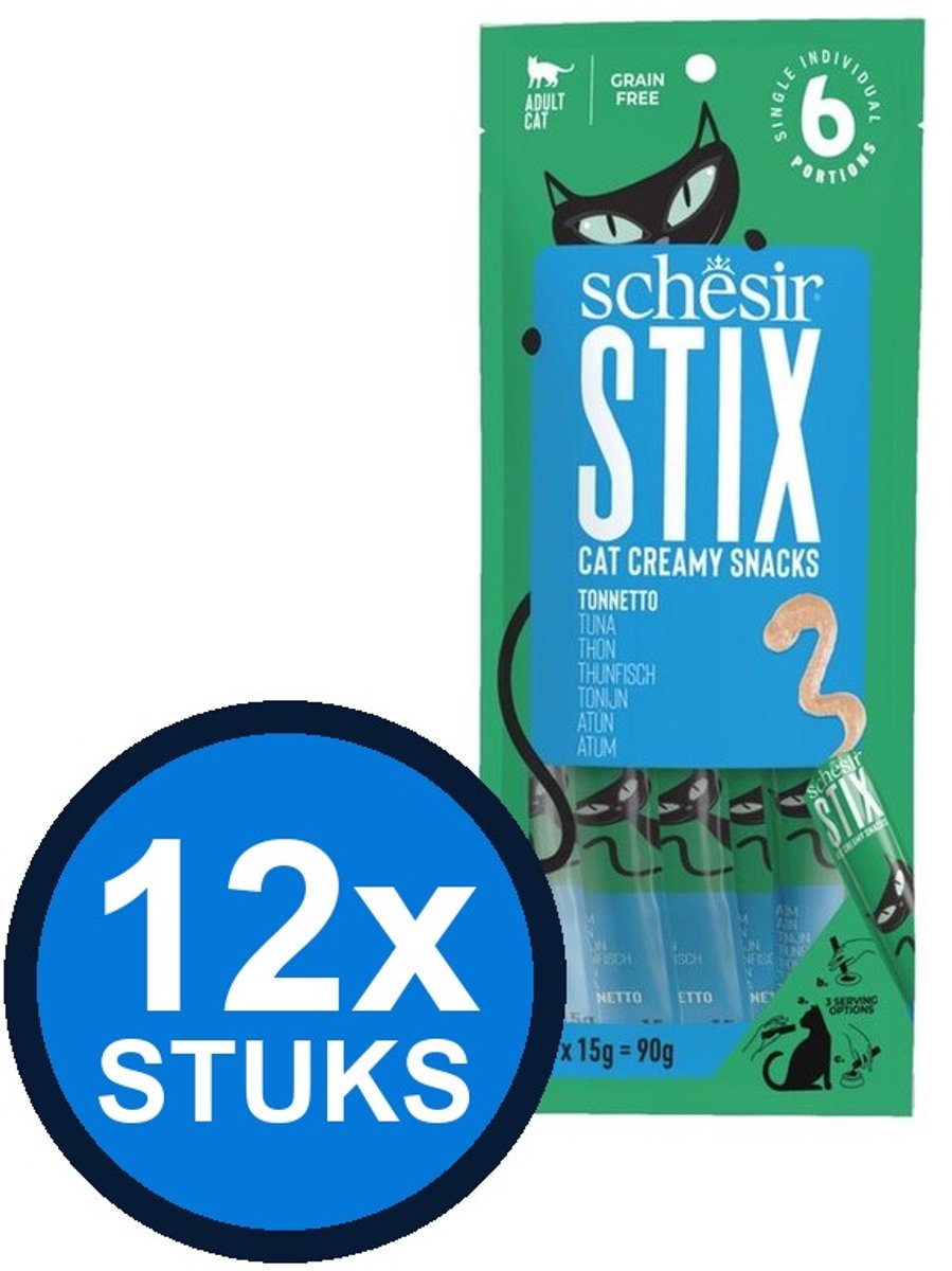 12x Schesir Stix kat tonijn 6x15gr