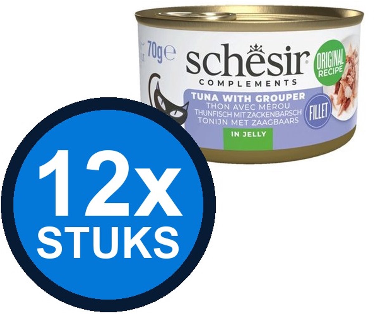 12x Schesir Complementary kat blik gelei tonijn&zeebaars 70gr