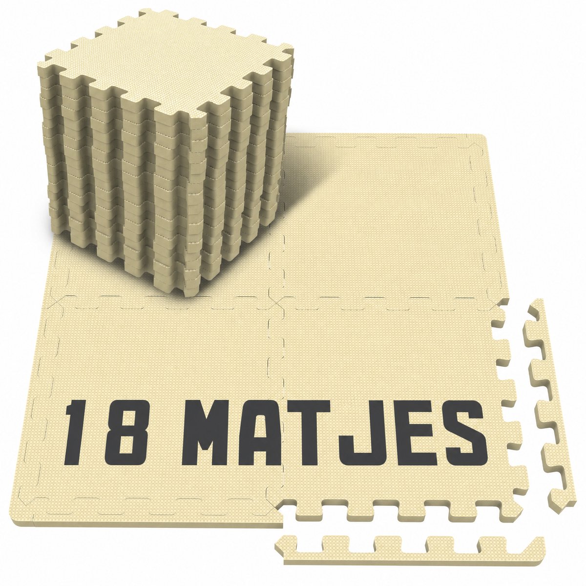 Arvioo puzzelmat‑18 stuks‑10mm EVA‑geluiddempend‑vloerbescherming‑geelbeige