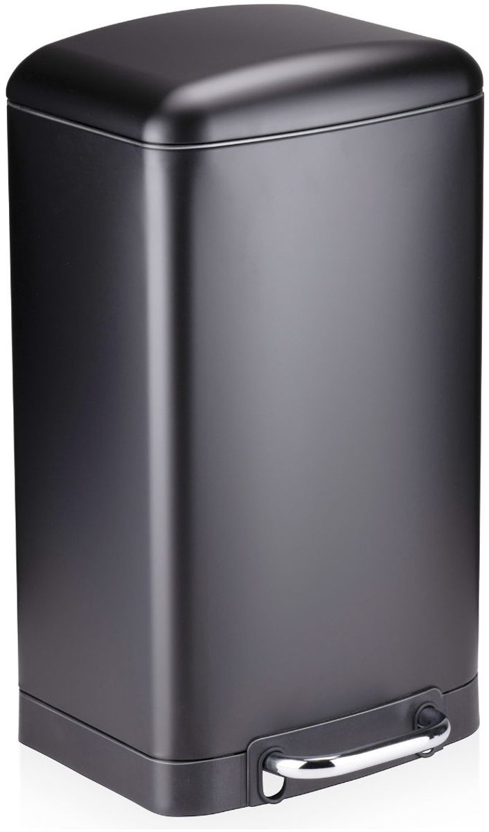 Dirt Devil Pedaalemmer 20 Liter met Soft-Close Deksel - Afneembare Binnenemmer voor Eenvoudig Legen - Stevig Pedaal met Chromen Detail - Gepoedercoat Zwart Staal - Afmetingen 30x28x52,5 cm