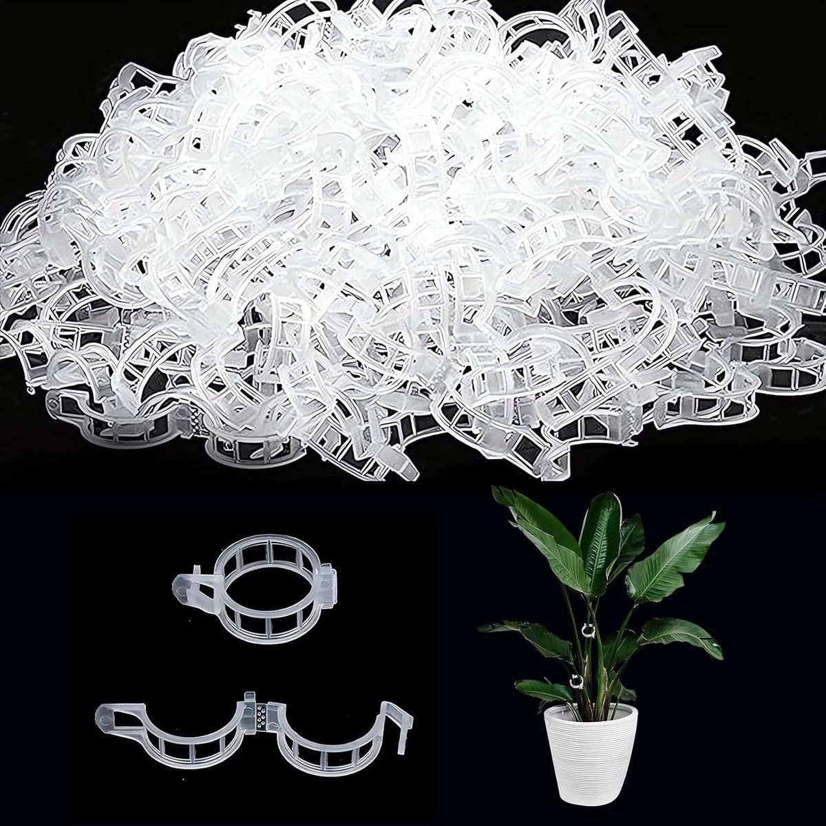 200 Stuks Tuin Plant Stand Clips voor Groenten, Tomaten en Klimplanten - Stevige en Gezonde Groei 1"x0.8" Wit