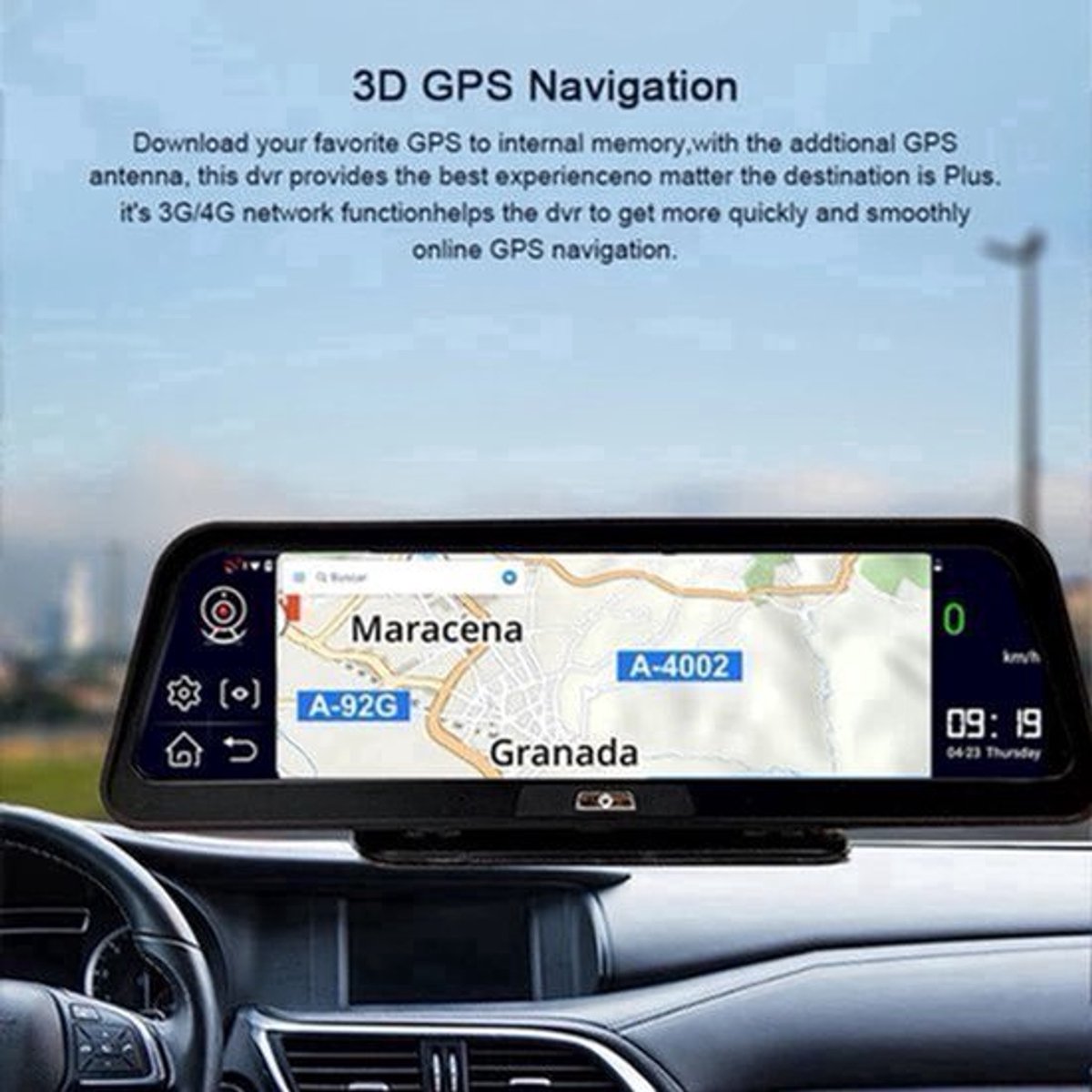 Dashcam voor Auto - 10" 4G Android 8.1 Dashcam - GPS Navigatie, Dual 1080P Camera - ADAS Rijhulp - Parkeermodus - Achteruitrijcamera - WiFi - Bluetooth - G-Sensor - Loop Recording - Zwart