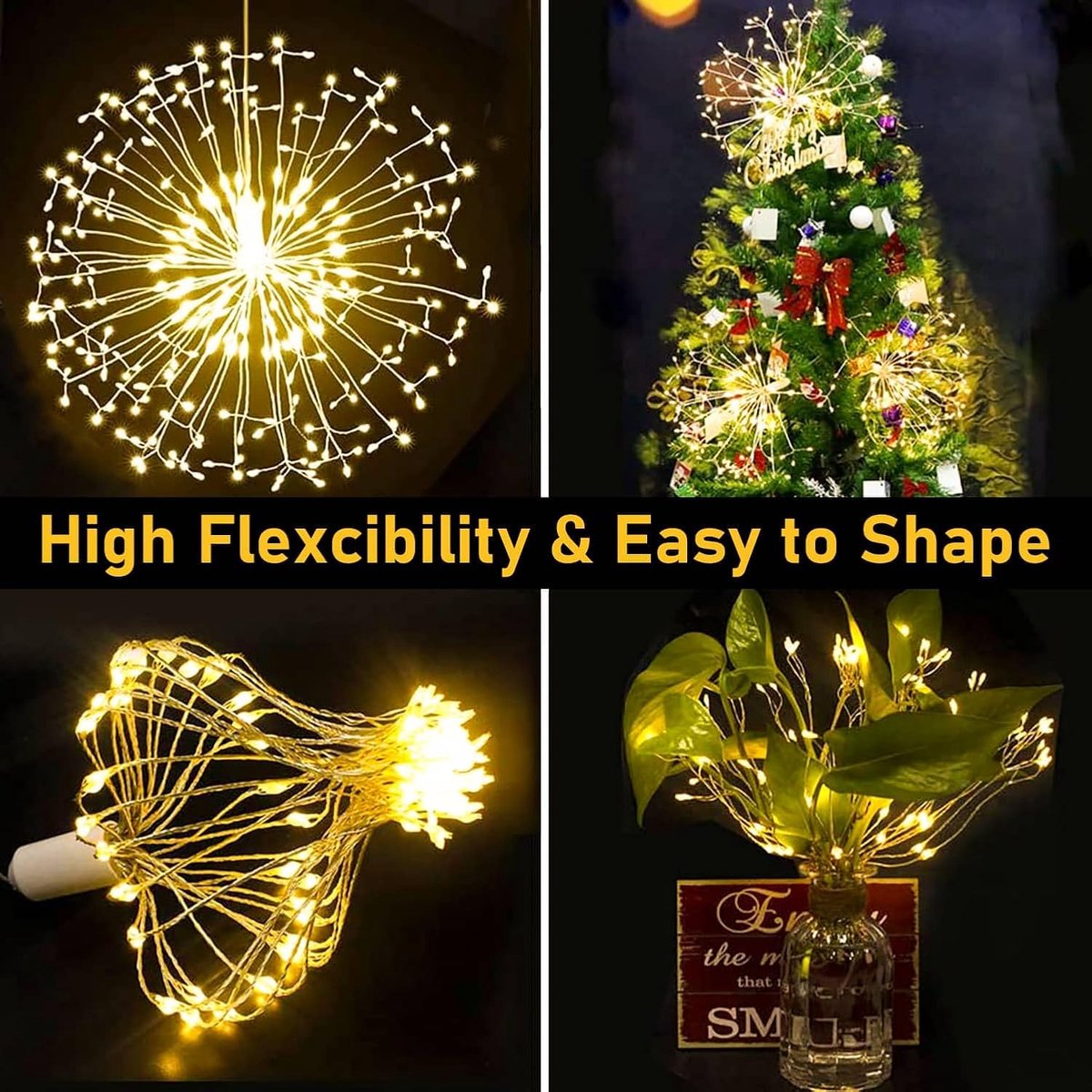 2 Stuks Vuurwerkverlichting - Kerst Led Hangdecoratie - Buitenverlichting Decoratieve - 200 Lampen - 8 Modi - Met Afstandsbediening - Waterbestendig - Voor Tuinhuisje, Boom, Binnen- en Buitendecoraties – foto 3