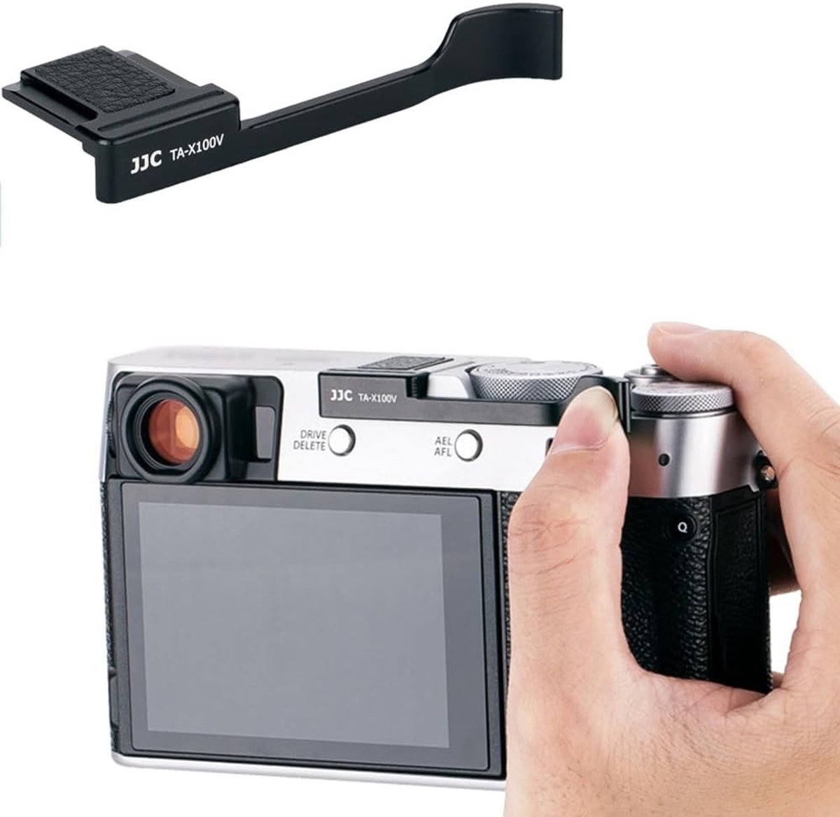 Metalen Duimgrip met Hot Shoe Cover voor Fujifilm Camera's - Betere Balans en Grip - Zwart, Geschikt voor X100 Serie en X-E Serie