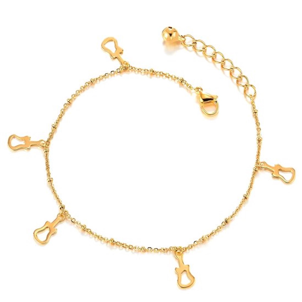 Dailygoody - Roestvrij staal gouden kleur enkelband armband - Gitaren charmes