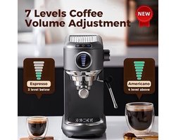 Espressomachine – Koffiemachine – Pistonmachine – Cappuccinomachine – Mini Koffiezetapparaat – 19 Bar Pompdruk – Afneembare 1,1L Watertank