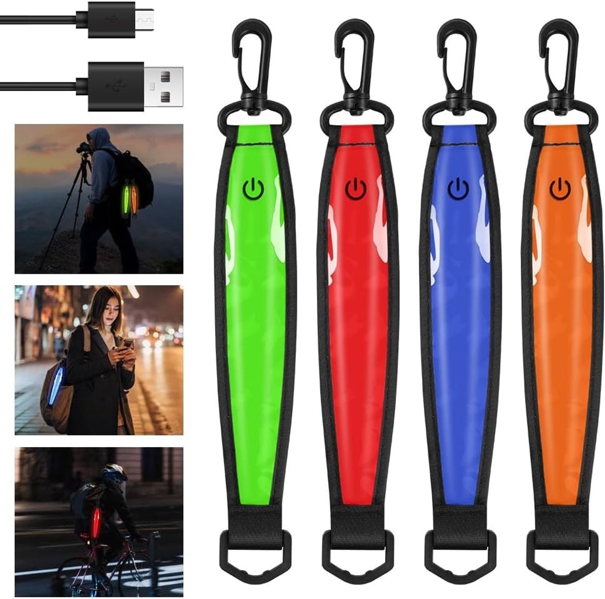 LED Flitslicht met Reflector, Waterproof Veiligheidslicht met 3 Lichtstanden voor Rugzak, Schooltas en Fietsen