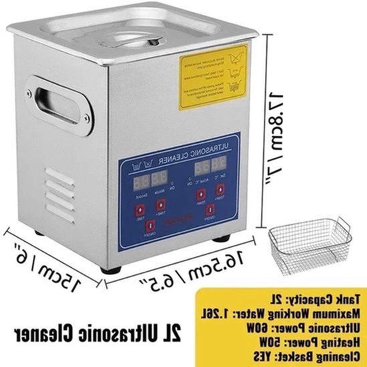 Ultrasoon Reiniger - Roestvrij Staal Professionele - Ultrasone Reinigingsapparaat - Digitale Verwarmings Timer - Sieraden - Brillen - Tanden - 2L