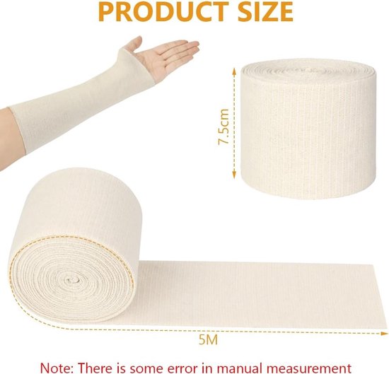 Hoesverband voor benen en armen, elastische buisverband, fixatiebandage 3 x 5 m, ondersteuning voor knie en ledematen — afbeelding 5