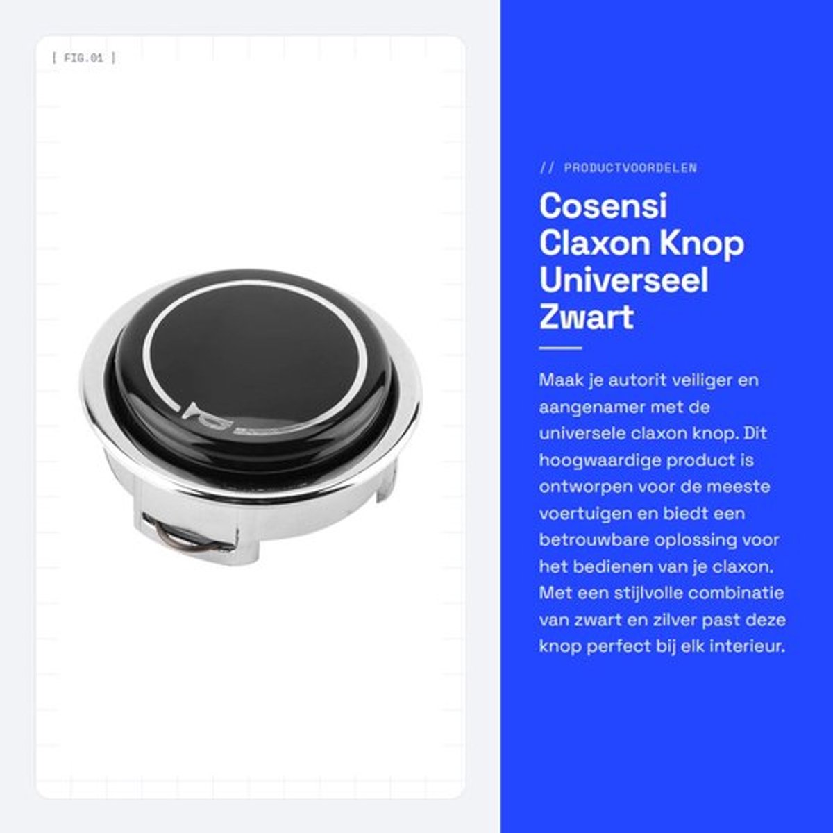 Dailygoods- Claxon Universeel - Knop voor Auto - Hoogwaardige Kunststof/Metaal