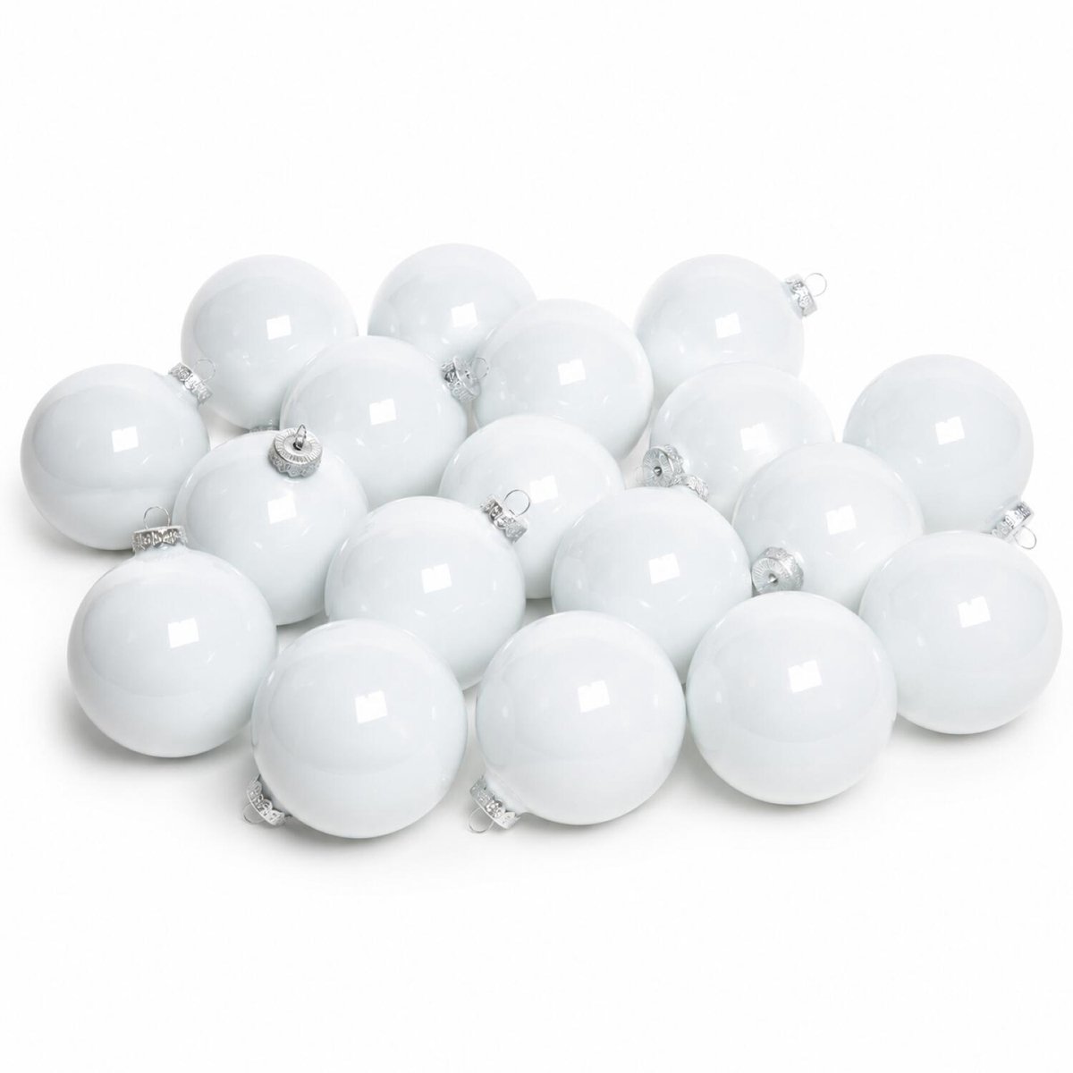 Decoris Kerstballen - 18x stuks - winter wit - glas - 8 cm -