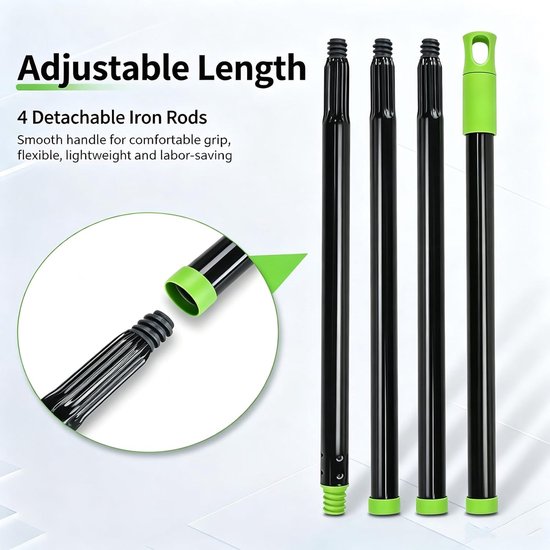 Onkruidborstel met Steel 138 cm - 3-in-1 Voegenborstel - Terrasborstel met Stalen Borstelharen en Schraper - Voor Mos, Algen, Onkruid en Vuil - 2 Borstelkoppen — afbeelding 2