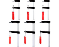 Set van 6 Schroefklemmen - Rood - 150 mm/300 mm - Stalen Constructie met Antislip Mechanisme - Voor Houtbewerking