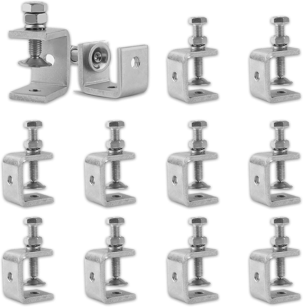 Machineklem - Zilver - 12 stuks - Roestvrijstalen C-klemmen - Voor lassen, timmerwerk en doe-het-zelvers