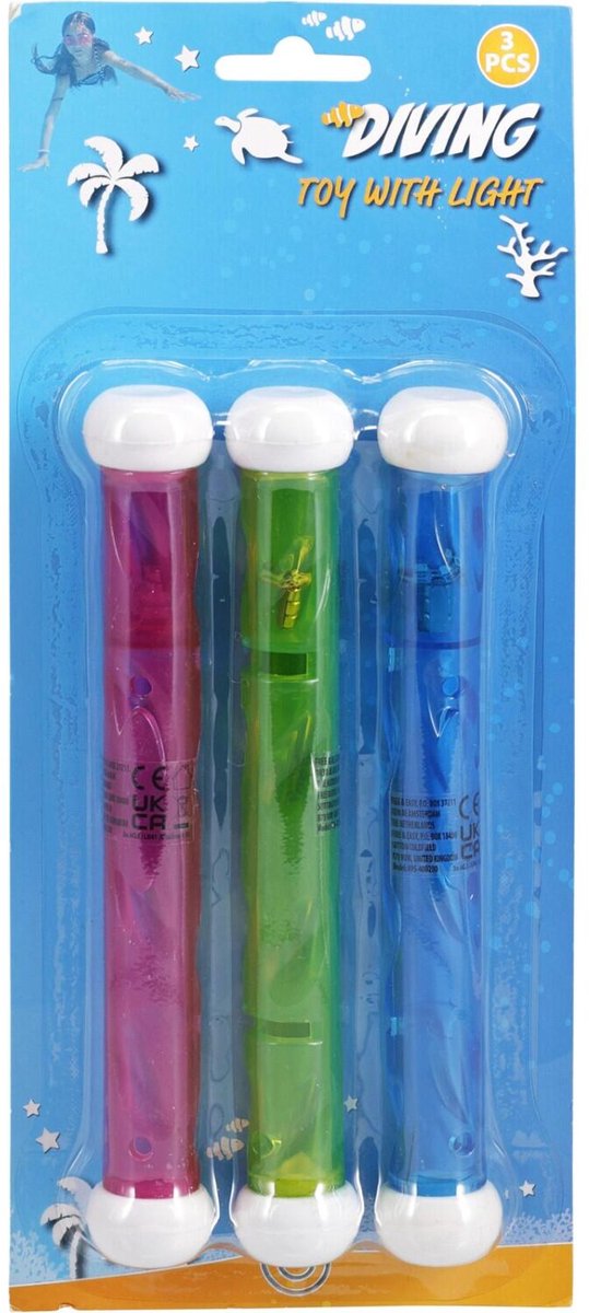 Free & Easy Led Duikstokjes - 3x - Gekleurd mix - Kunststof - Duikspeelgoed voor Zwembad - duikstaafjes met lampjes