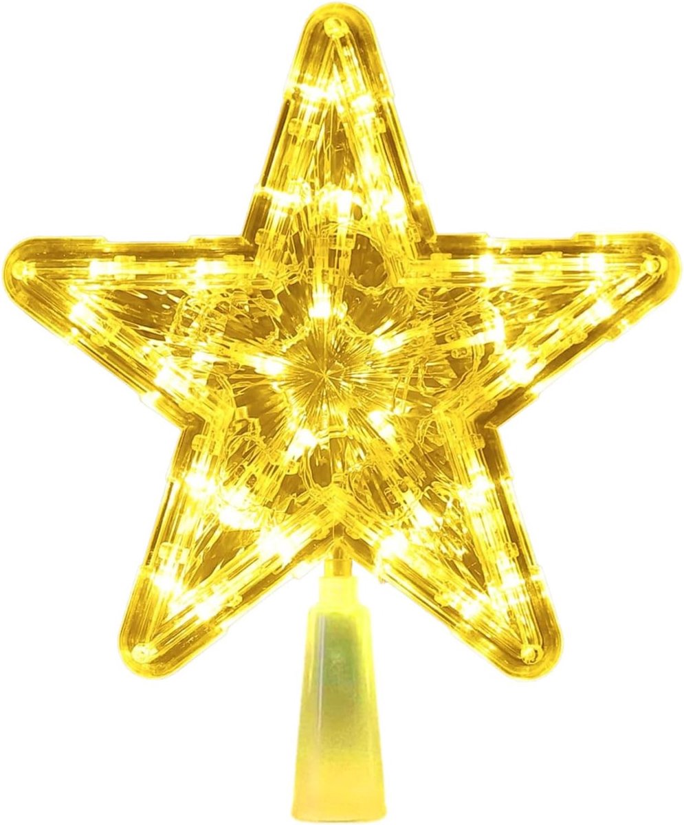 Stervormige Kerstboomtopper 23 cm met LED Verlichting voor Binnen en Buiten, Perfect voor Kerstdecoratie, Feestdagen en Festivals