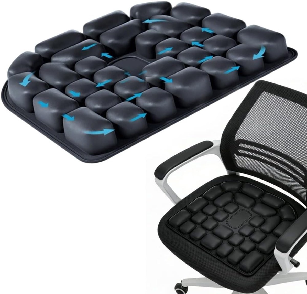 Ergonomisch Antidecubitus Zitkussen met Opblaasbare 3D Luchtcellen voor Stressverlichting, Geschikt voor Kantoorstoelen, Auto's en Rolstoelen