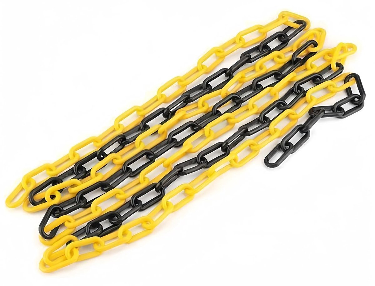 Veilige Plastic Kettingafsluitingen voor Parkeerruimtes en Tuinhekken - 25m x 6mm Geel/Zwart, Weerbestendig en Duurzaam