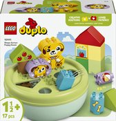LEGO Duplo puppyhuis vormensorteerder met bouwblokken, een hond, boom en huisje.