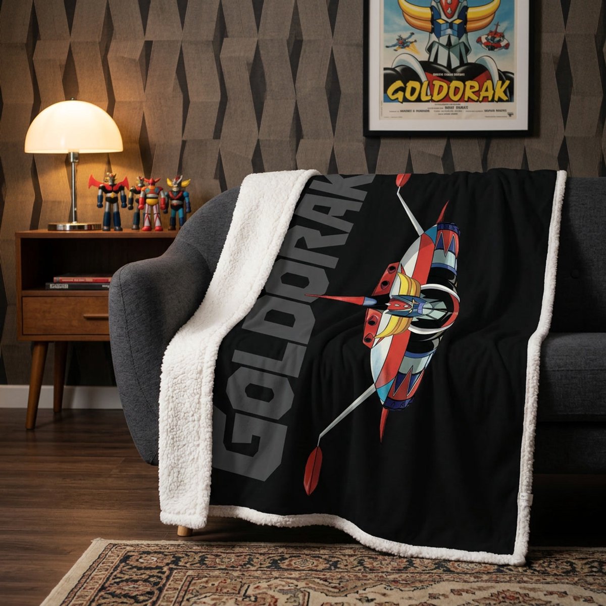 Grendizer Fleece deken omkeerbaar 130x170 cm zwart
