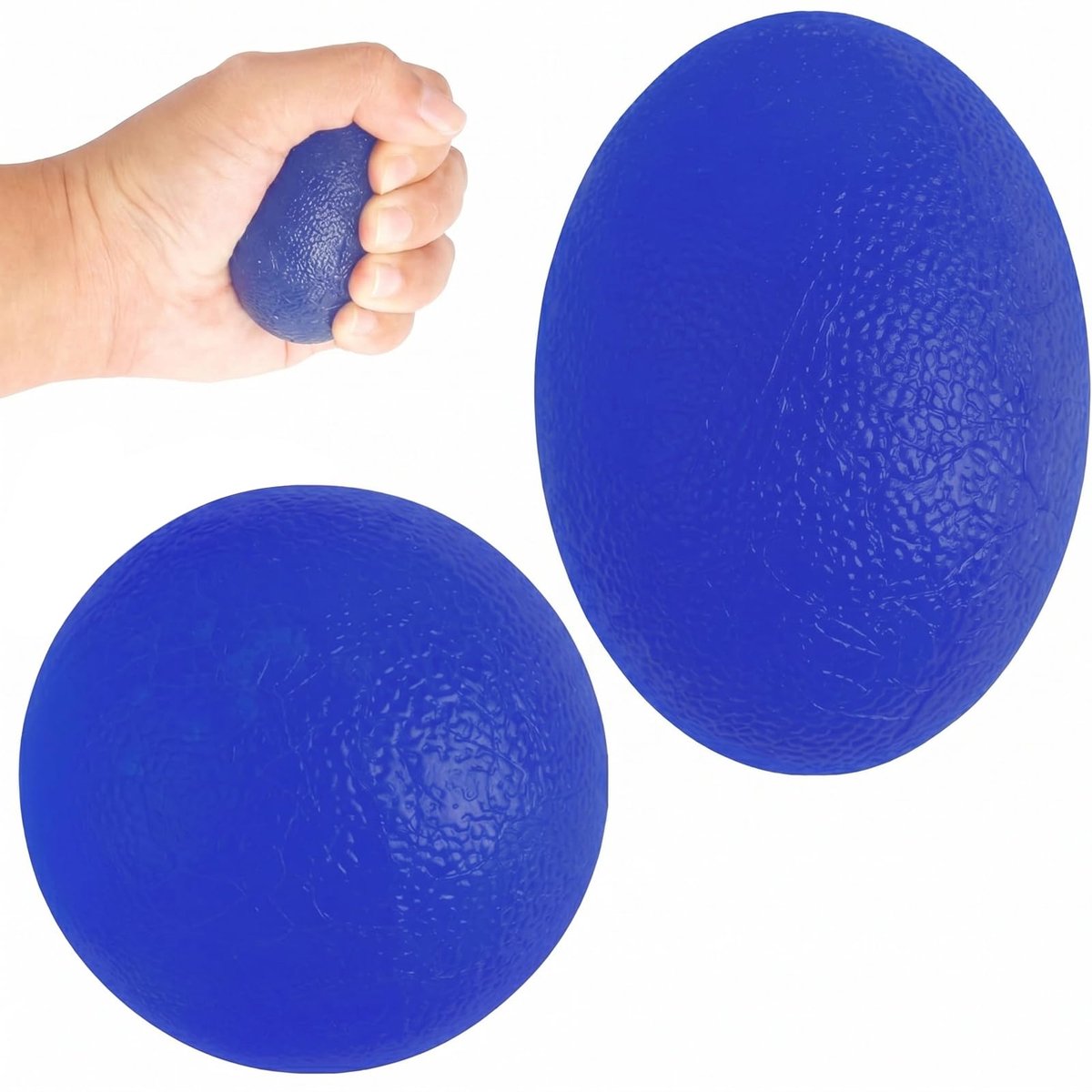 Handtrainer Kneedbal - Siliconen Eivormig - Voor Handtraining en Stressvermindering - Blauw