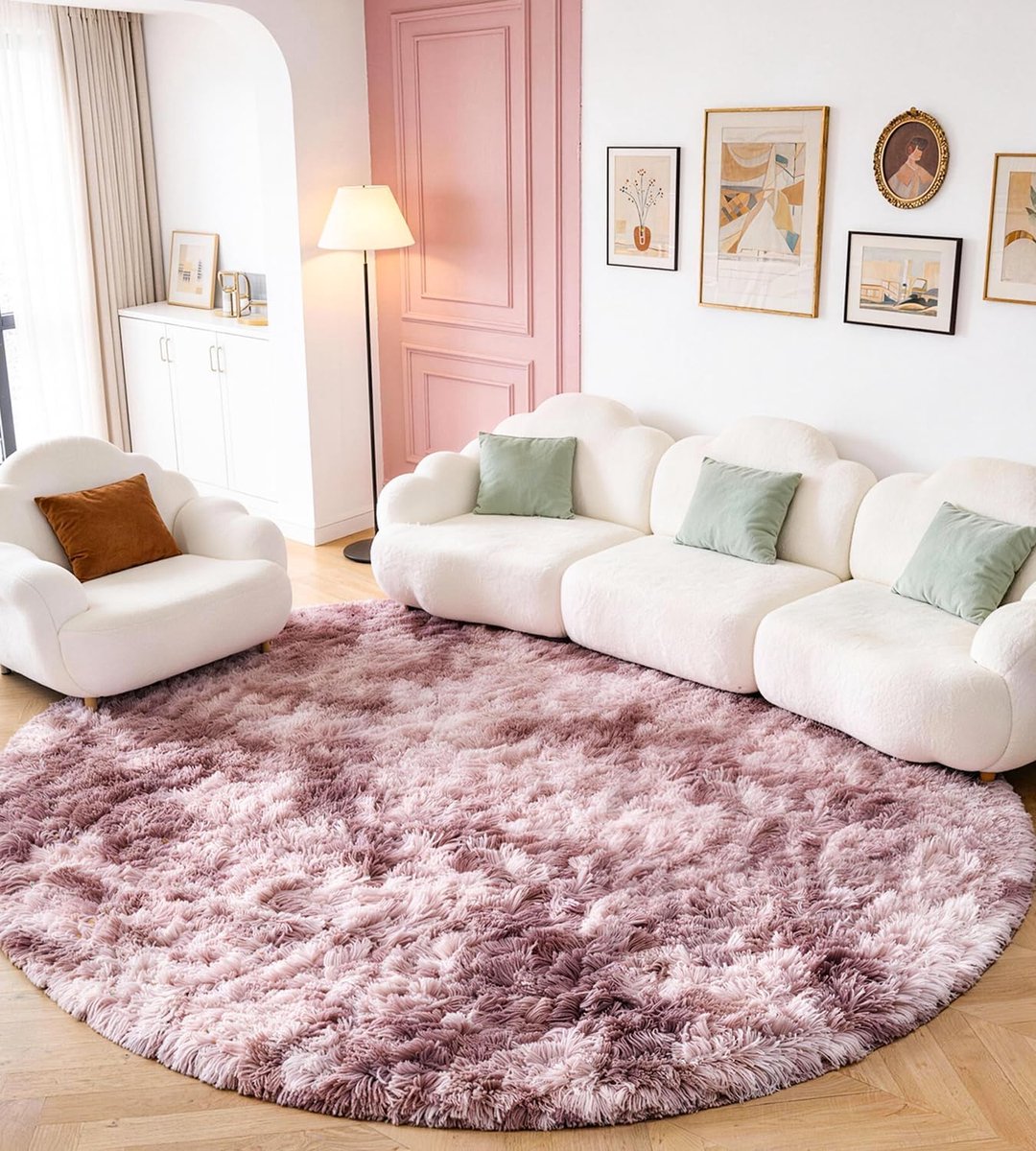 Vloerkleed - 120 cm - Wasbaar - Paars en Roze