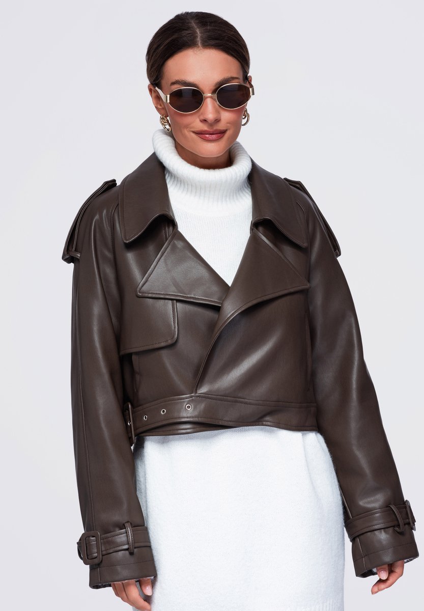 OMBRE Jas - Lange Mouw - Rits - Effen Bruin ONESIZE