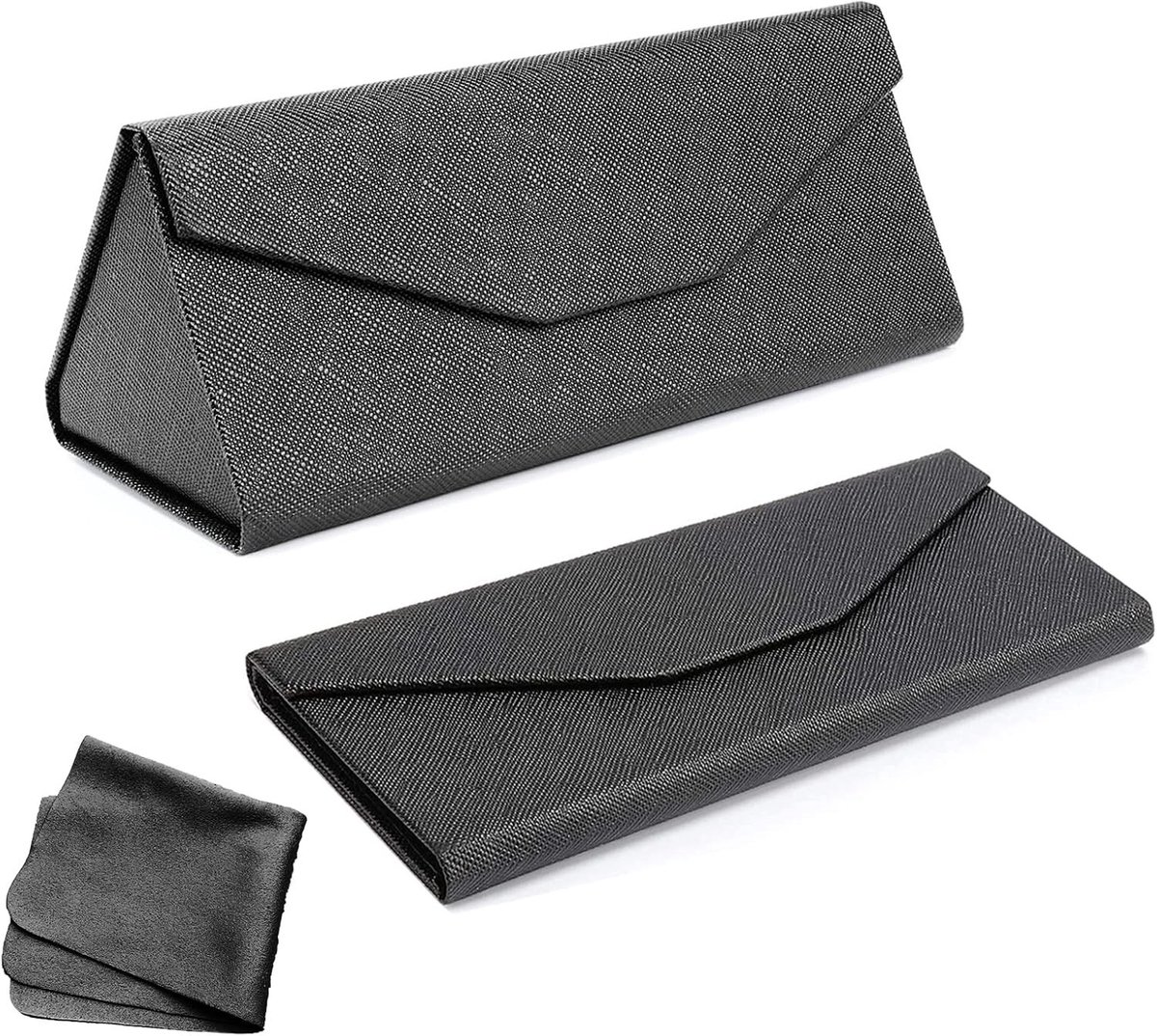 Vouwbare Zonnebril Etui met Schoonmaakdoek, Draagbare Hard Case voor Zonnebrillen en Brillen, Ideaal voor Mannen en Vrouwen