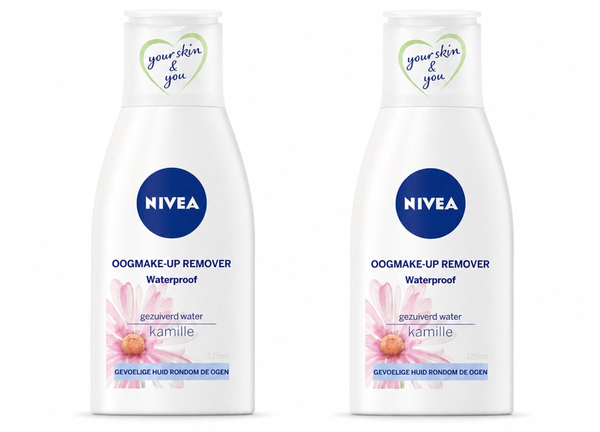 2 x NIVEA - Oogmake-up Verwijderaar - Waterbestendige Make-up Verwijderaar - Voor de gevoelige huid - Met Kamille & Provitamine B5 - 125 ml - Bulkverpakking - 2 stuks